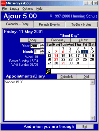 Ajour calendar and diary