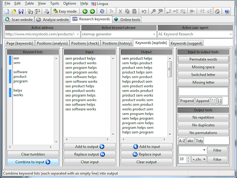 A1 Keyword Research screenshot