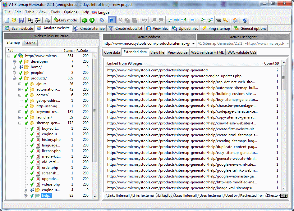 Click to view A1 Sitemap Generator 3.5.0 screenshot