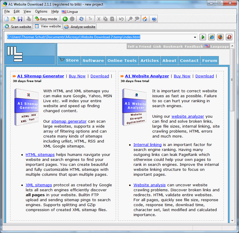 Screenshot for A1 Website Download 4.0.5