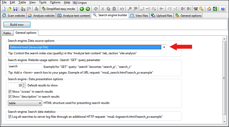 build website search engine files