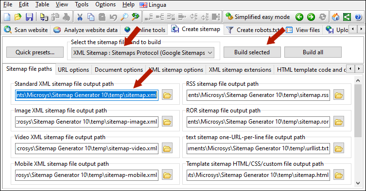 generate xml sitemap