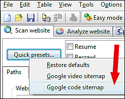 google code sitemap options