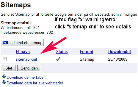 google tools sitemaps list