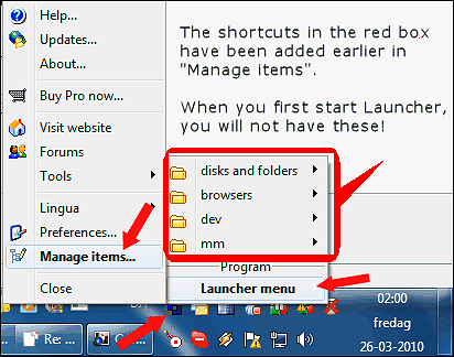 Launcher shortcuts menu