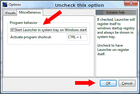 Disable Launcher system tray