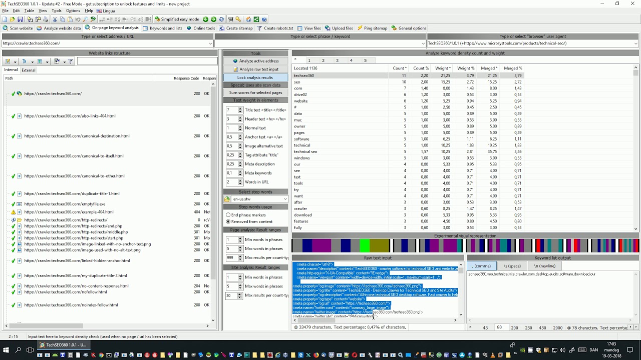 TechSEO360 1.0.1 update #2 on Windows - technical SEO