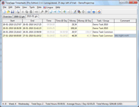 TimeSage Timesheets version 2.1.1 in Windows 7 - time sheet screenshot